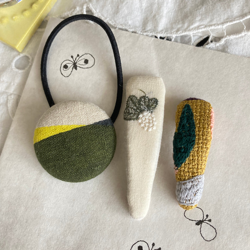 ミナペルホネンハンドメイドヘアゴム、ヘアピンセット