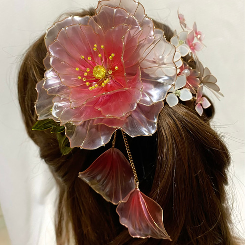ディップアート　髪飾り　成人式　卒業式 結婚式　白　黒　ゴールド　ピンク ディップアート 髪飾り 成人式 卒業式 結婚式 白 黒 ゴールド