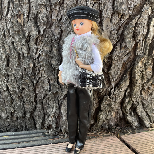 O2312 リカちゃんママ ハンドメイド 服 ファージレ レザーパンツ