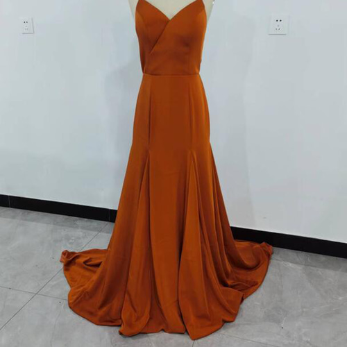 高品質！パーティードレス テラコッタ色 リボン 背中見せ 前撮り/結婚  