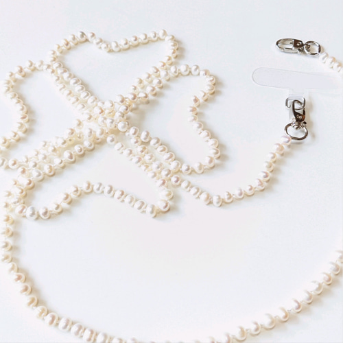 【SALE／55%OFF】 淡水パール（本真珠）のスマホ用ショルダーストラップ オール スマホアクセサリー