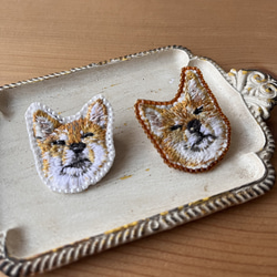 手刺繍　SHIBA 柴犬ブローチ 2枚目の画像