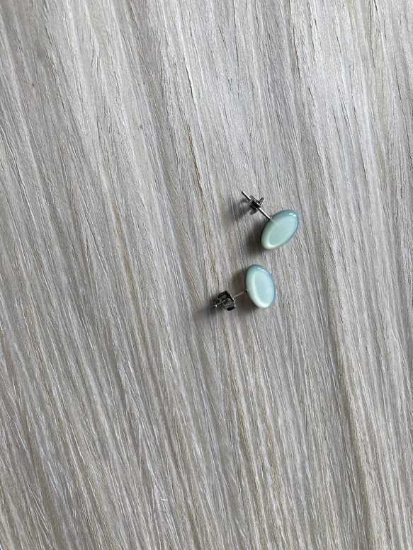 oval pierce/pastel green×clear blue 3枚目の画像