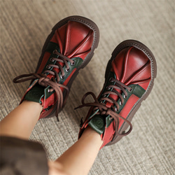 秋冬女式真皮鞋輕便厚底鞋舒適馬丁靴短靴 22 公分-25 公分 3 色 #855⭐免運費⭐ 第11張的照片