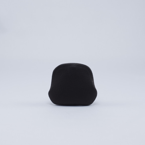 手触りが心地よい-鹿革天溝がま口小銭入れ#黒 3枚目の画像