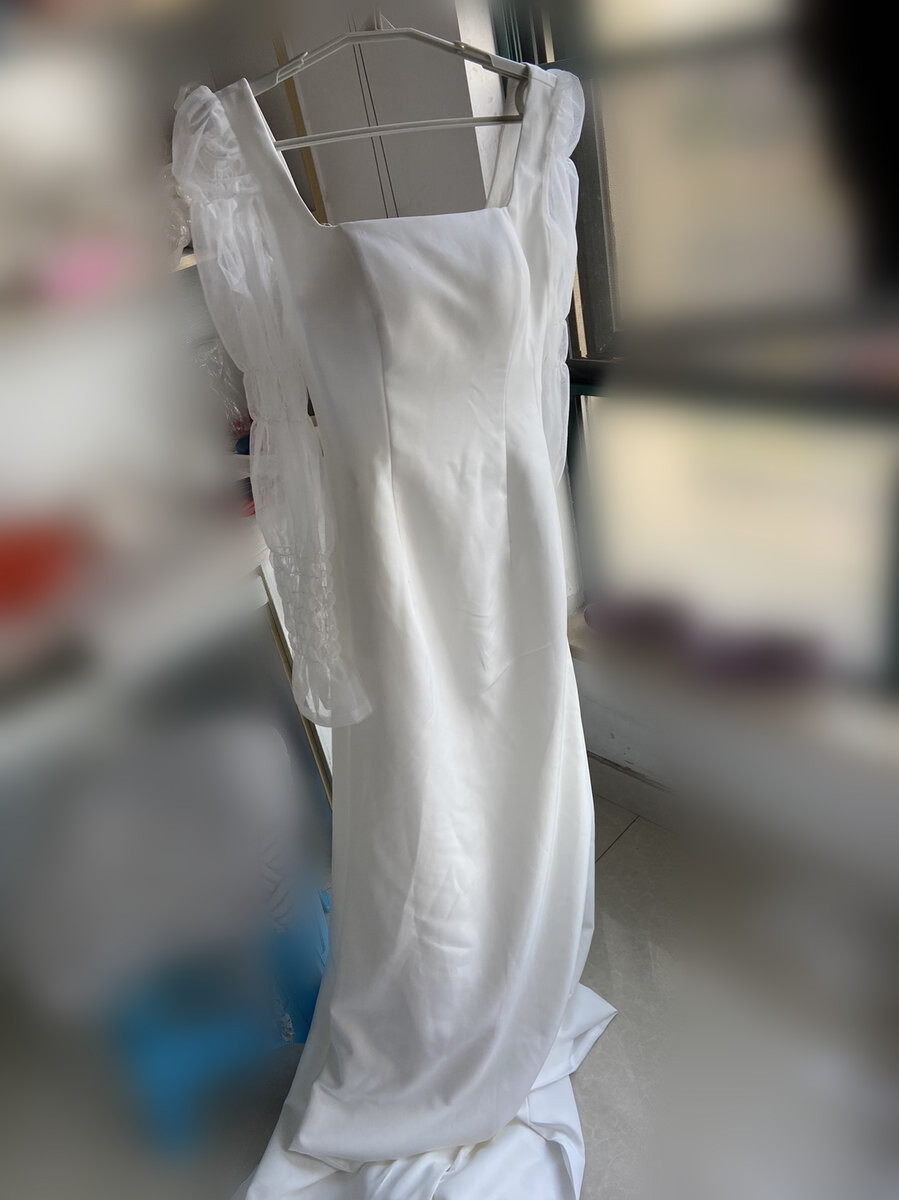 フランス風 スクエアネック 姫袖 ウエディングドレス マーメイドライン 2次会/披露宴/挙式/前撮り 21,885円