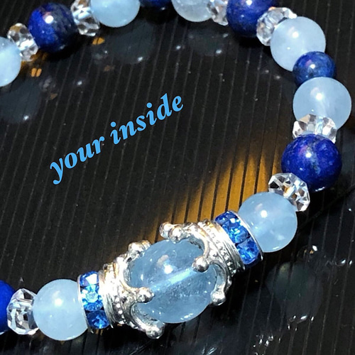 ⭐︎【天然】アクアマリン ブレスレット 幅広く 11.3mm 