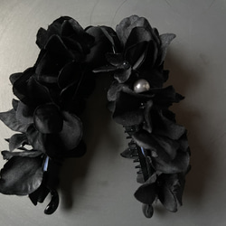toytoy833 フラワーバナナクリップ  【黒ブラック】 冠婚葬祭 髪飾り 結婚式 5枚目の画像