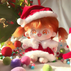 クリスマス洋服 20cm 着せ替えぬいぐるみ 無属性 赤い髪オレンジの目女の子 着せ替え人形 綿人形 2枚目の画像