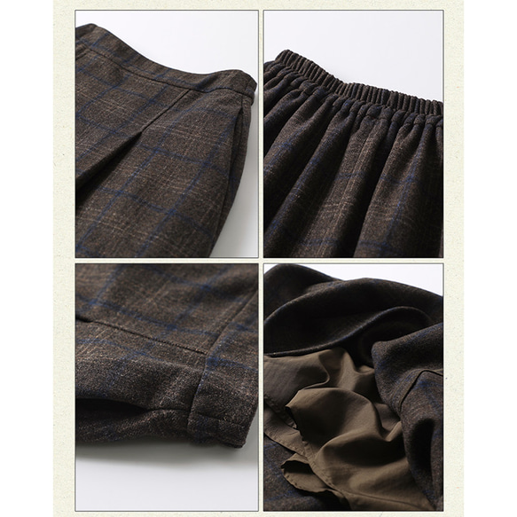 ウール混紡スカート　ウールツイードスカート　チェック柄ウールスカート　ネイビー　S-Mサイズ　S099NV 14枚目の画像