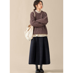 ウール混紡スカート　ウールツイードスカート　チェック柄ウールスカート　ネイビー　S-Mサイズ　S099NV 11枚目の画像