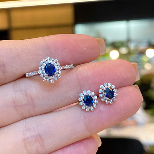 サファイアリング&ピアスセットk18 ピアス（スタッド・一粒） パール  