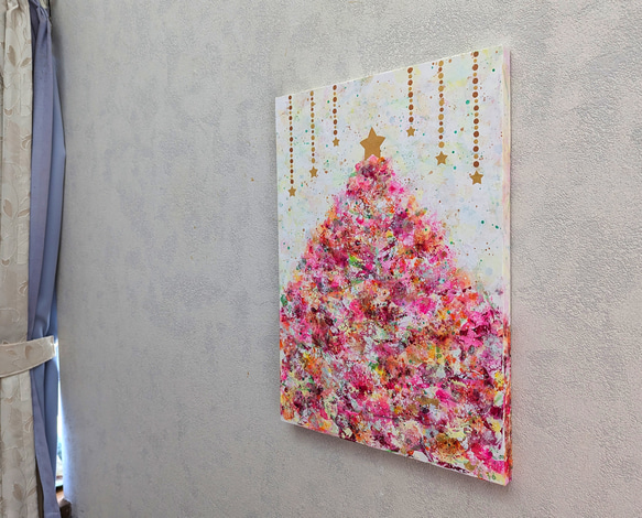 聖誕樹粉紅P8（原創丙烯畫） 第4張的照片