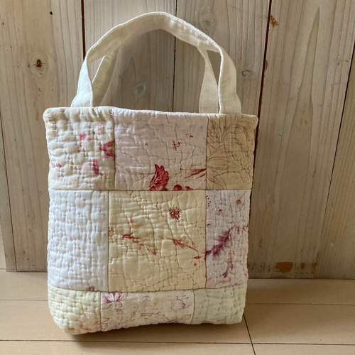 イギリスキルトリメイクバッグ バラの花アンティーク*ダーラムキルト