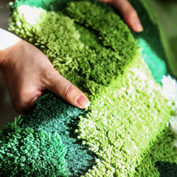 【受注制作】手織りニュージーランドウールカーペット ハンドメイドカシミアウール絨毯 手編ラグ  マット 緑の森 11枚目の画像