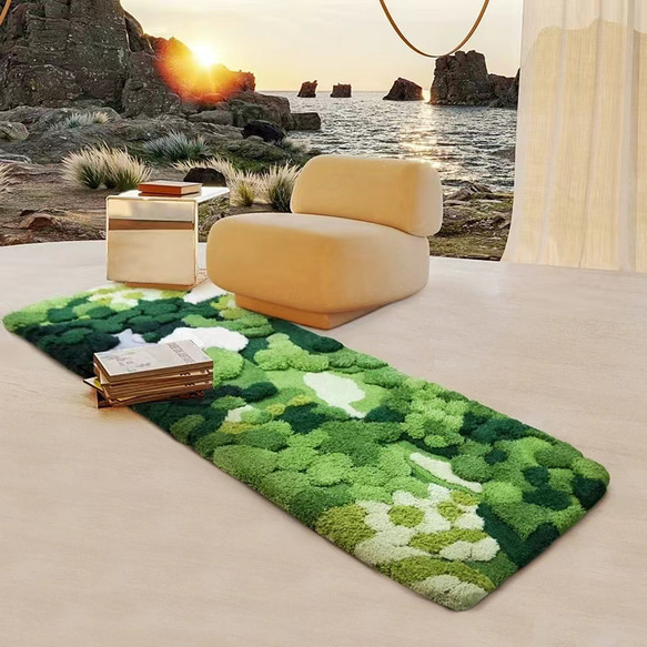 Handmade 3D Round Carpet Moss Forest Wool Area Rug