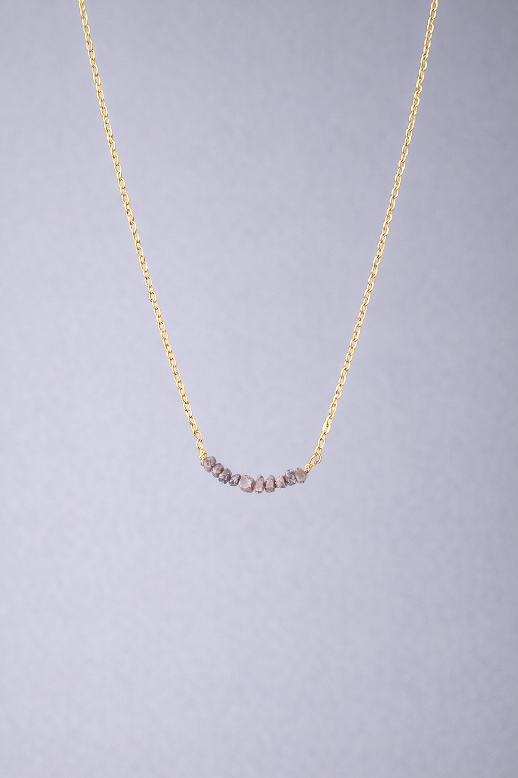 人気再々販★希少! 天然ピンクダイヤモンド原石 　ハーキマーダイヤモンド付き　高品質14kgfネックレス　【保証書付き】