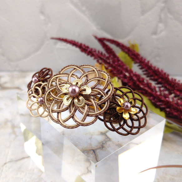 水引のバレッタ レトロな感じで☆ブラウン バレッタ cara & mist 通販