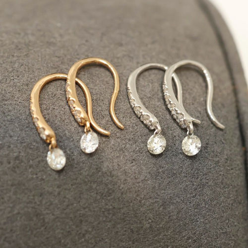 天然ダイヤモンドピアス0.3ct k18 ピアス（フック・チェーン