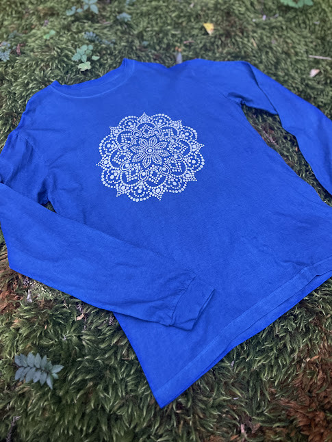 BIGサイズ　オーガニックコットン　藍染　ロングスリーブTシャツ　袖リブタイプ　曼荼羅 11,396円