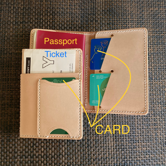 【外ﾎﾟｹｯﾄ•黒染料oil】パスポートケース PPC-01bk Passport Case ヌメ革 231020 4枚目の画像