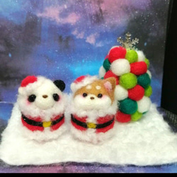 羊毛フェルト　クリスマス　パンダ 3枚目の画像