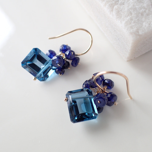 14kgf＊ロンドンブルートパーズとサファイア＊ピアス ピアス