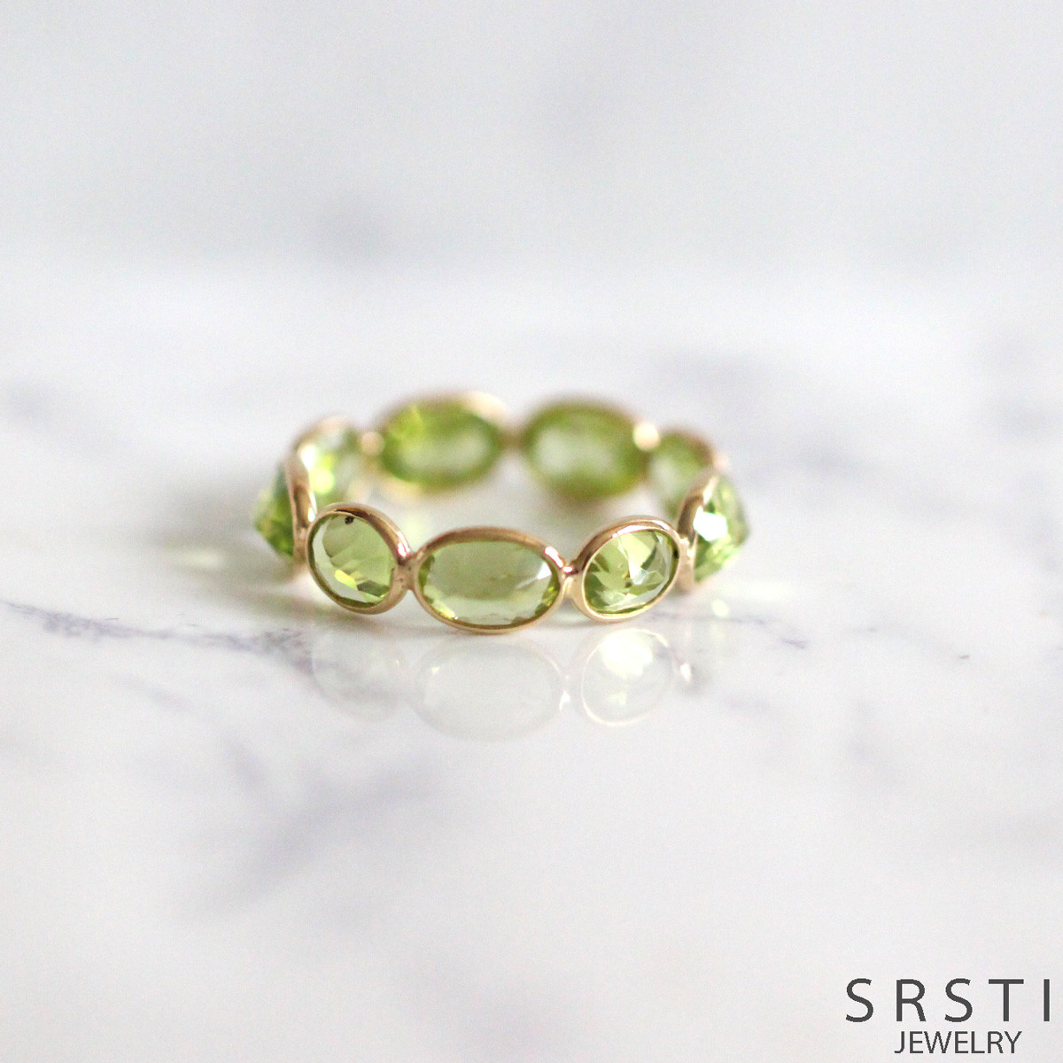 ■OrderMade■ペリドットK18/K14ゴールドエタニティリング
