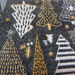 再再販クリスマス2025　フランス生地　黒　もみの木のポーチ　Sサイズ　コスメ入れ　デバイス入れ　クリスマスツリー 3枚目の画像