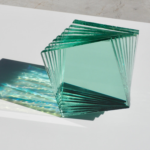積層ガラスブロック 10cm ツイストver. ☆シンプル 素材 glass block ... ガラスブロック 未使用品 16個入り