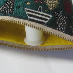 クリスマス2025　フランス生地　黒　もみの木のポーチ　Lサイズ　通帳入れ　コスメ入れ　デバイス入れ　 7枚目の画像