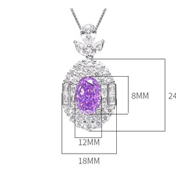 パープル オーバル 高炭素ダイヤモンド キラキラ ゴージャス ラグジュアリー ヘイローネックレス ビッグ モダン 紫 5枚目の画像