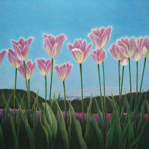 油彩画、テンペラ画 「チューリップ回想」 - 絵画 - 絵画