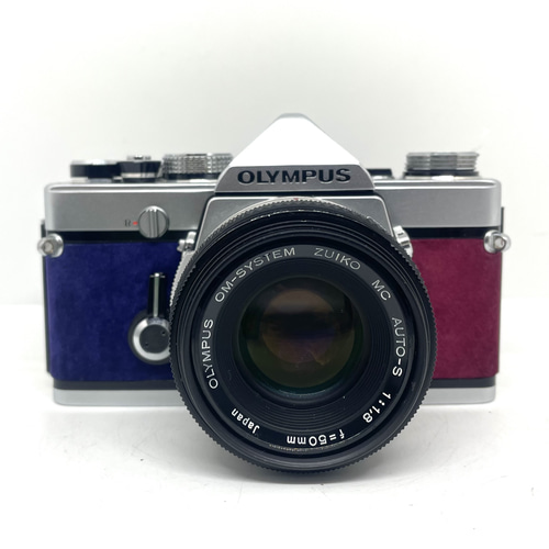 23-126 リメイクカメラ OLYMPUS OM-1（ウルトラマリンブルー•ワイン