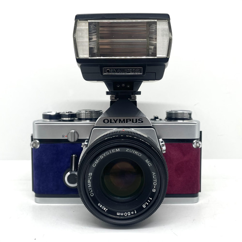 23-126 リメイクカメラ OLYMPUS OM-1（ウルトラマリンブルー•ワイン