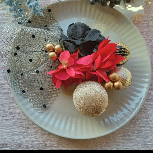 和リボン☆玉かんざし