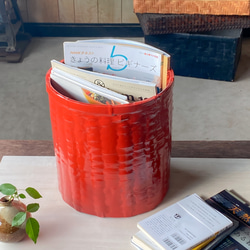 野原竹細工 つづらの衣装入れ小 一閑張り 朱 その他家具 野原竹細工