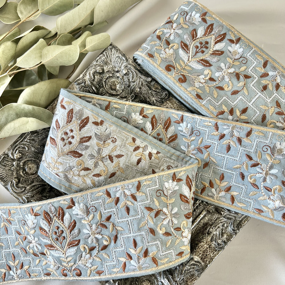 30cm  インド刺繍リボン  シルク  花柄 7枚目の画像