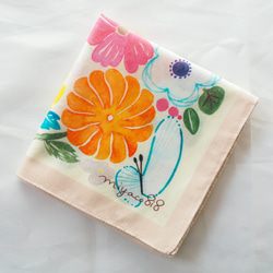 水彩圍巾手帕“花園” 第1張的照片