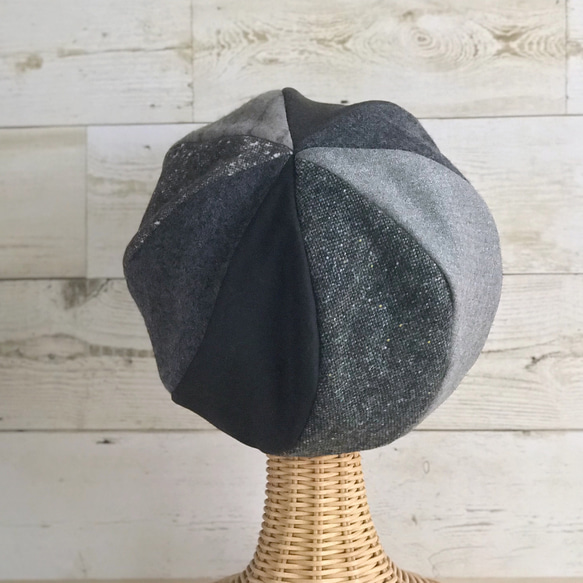 冬のベレー帽子・カーキグレーグラデーション 7枚目の画像