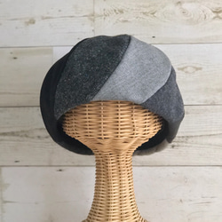 冬のベレー帽子・カーキグレーグラデーション 3枚目の画像