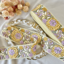 30cm  インド刺繍リボン チュール  花柄 5枚目の画像