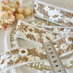 30cm  インド刺繍リボン チュール  花柄 12枚目の画像