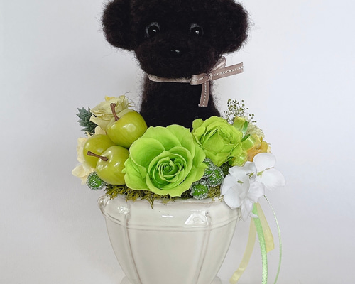 犬　トイプードル　プリザーブドフラワー 再販☆フラワーペット【トイプードル】プリザーブドフラワー 犬