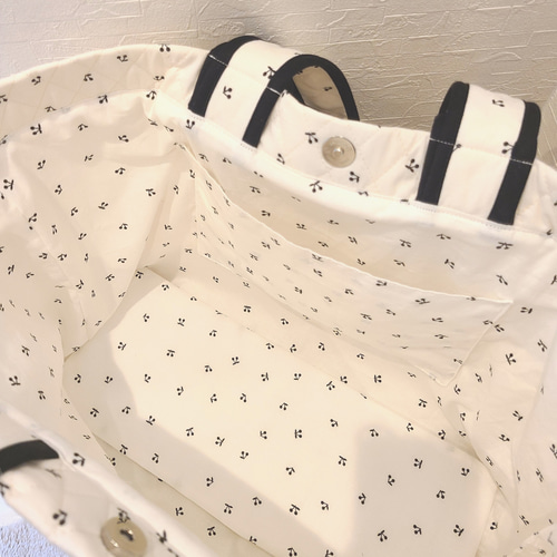 受注制作】さくらんぼのキルティングマザーズトートバッグ トート