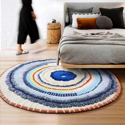 【受注制作】手織りニュージーランドウールカーペット ハンドメイドカシミアウール絨毯 手編ラグ マット 生命の循環 3枚目の画像
