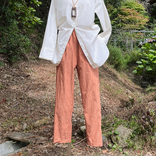 K　柿渋染め　パンツ 柿渋染めパンツ】麻100％ 草木染め リネン – こっとんコットン