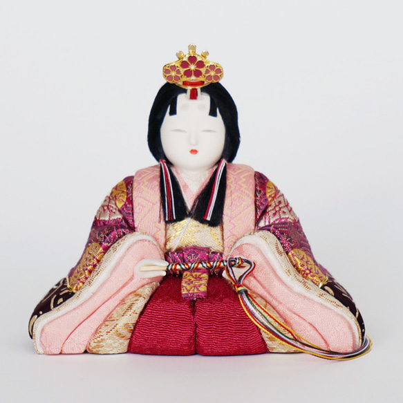 三月人形 木目込み人形 コンパクト 雛飾り「宝想雛・粋 」焼き桐 四角形（小） 13枚目の画像