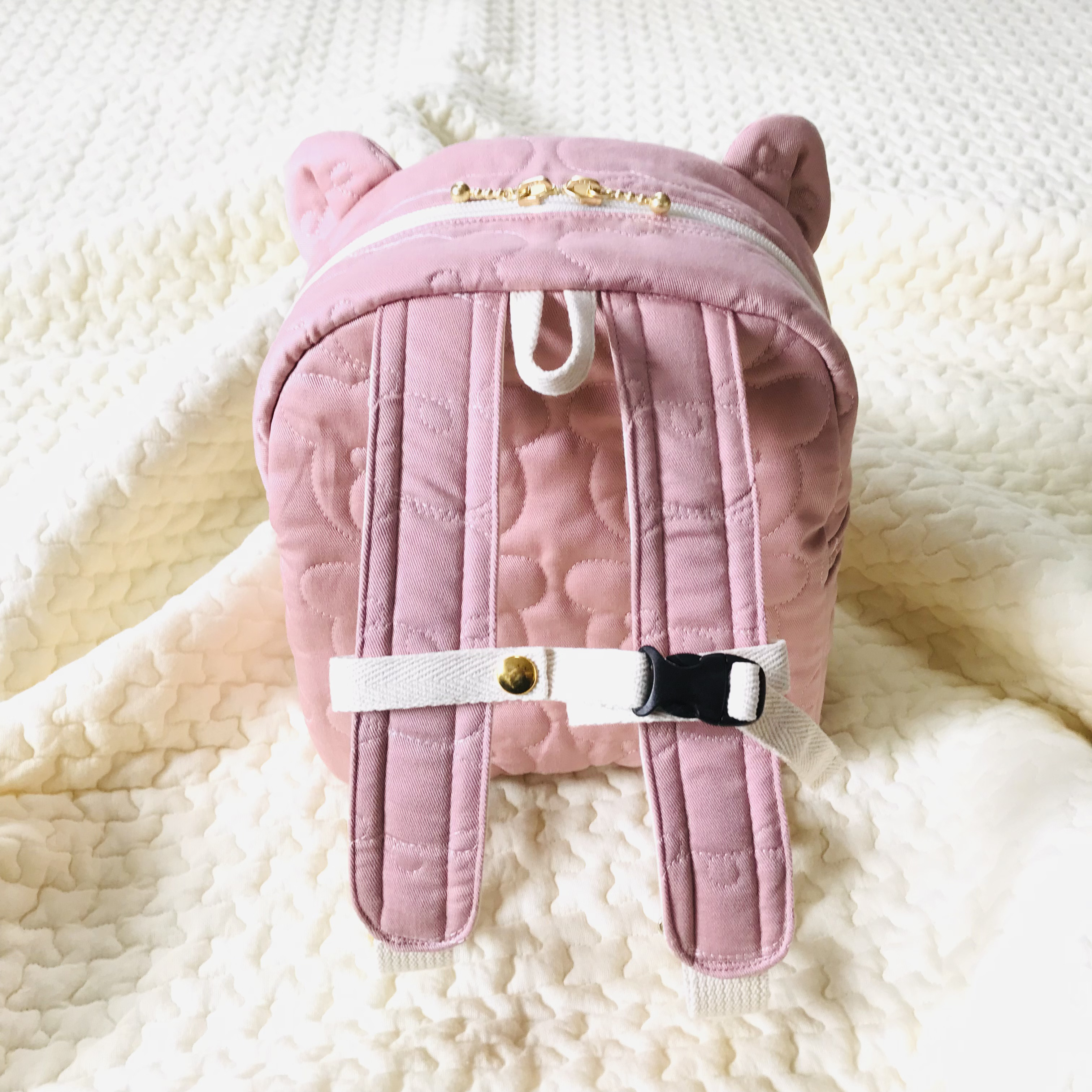 Mサイズ　kumasanスモーキーピンク　くまみみベビーリュック　くまさんリュック　通園バッグ