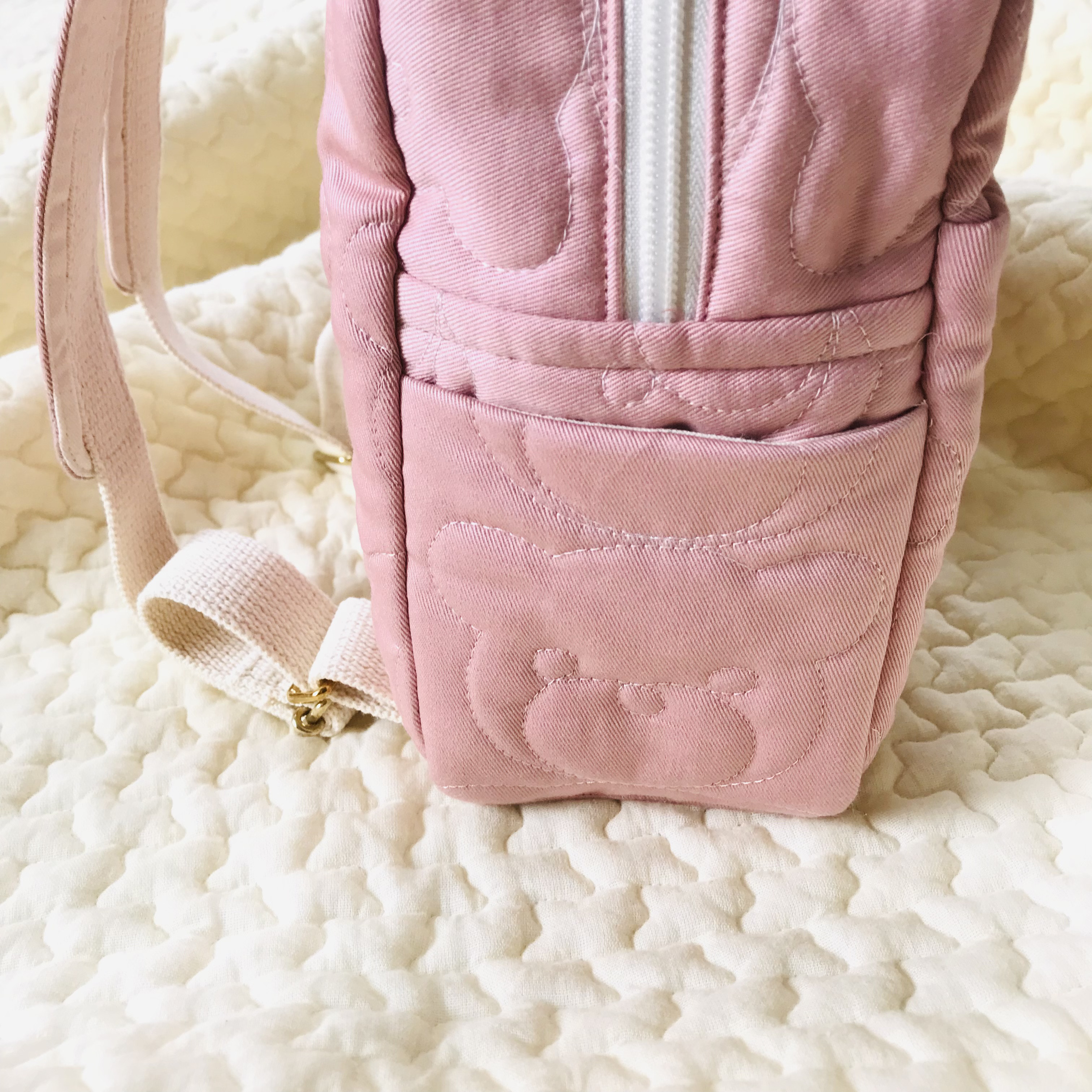 Mサイズ　kumasanスモーキーピンク　くまみみベビーリュック　くまさんリュック　通園バッグ